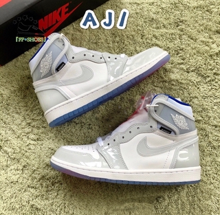 『fp•shoes』 nike air jordan 1 zoom r2t aj1 blanco gris blanco azul zapatos de baloncesto para los hombres anf mujeres zapatos de deporte (1)