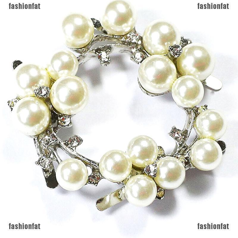 [Faf]1 pieza de imitación de perlas de imitación de diamantes de imitación de metal nupcial para mujer zapatos de fiesta clip hebilla decoración