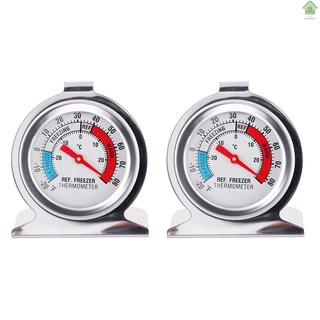 New 2 Pack Refrigerator Thermometer -20℃～20℃/-20℉～80℉ Stainless Steel Classic Fridge Thermometer Large Dial with Red Indicator Thermometer