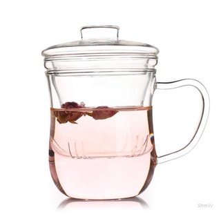 sh taza de leche transparente de vidrio transparente taza de té de café tetera tetera con infusor de té filtro tapa de oficina en casa