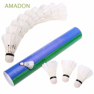 AMADON High Quality White Badminton Professional Badminton Balls Goose Feather Shuttlecock 12Pcs/Set Competition Balls Badminton Accessories Primary Training Outdoor Game Indoor Feather Ball/Multicolor