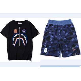 Nuevo verano clásico Bape PSG tiburón camuflaje Jogger pantalones cortos transpirables mejor calidad Casual camisetas