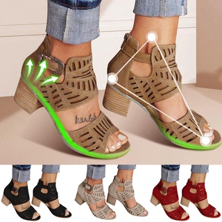 las mujeres de las señoras de la moda peep toe tacón alto sólido hebilla casual zapatos sandalias
