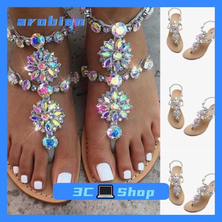 Sandalias arobian De cuero arobian chanclas Bohmia Plus Size playa zapatos De Dedo abierto para mujer sandalias De Cristal tobillo