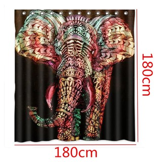 wf - cortina de ducha impermeable para baño, diseño de elefante, diseño de elefante (1)