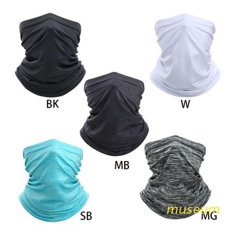 MUSE Unisex Outdoor Cycling Face Mask Neck Gaiter Tube Ice Silk Sun UV Protection Stretchy Multifunctional Scarf Solid Color Bandana Headband