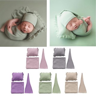 INN 3x accesorios de fotografía para recién nacidos/gorra de sueño+envoltura+accesorios de disparo de almohada