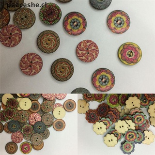 100 botones de madera mezclados, botones vintage, madera, 20 mm de diámetro, 2 agujeros [cl]