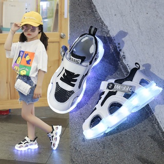 Niños y niñas luz luminosa zapatos-verano transpirable niños s Light-Up zapatos coloridos recargables niños Light-Up zapatos de las niñas ligeros zapatos de malla zapatillas de deporte (1)