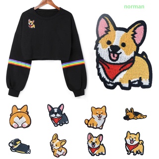 Norman lindo parches manualidades ropa bordado perro patrón apliques para ropa insignias DIY Animal Corgi Dachshund Corgi ropa decoración tela de costura