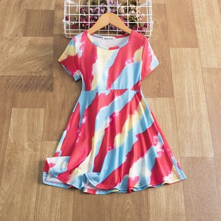Vestido De Princesa baabyking con estampado De rayas Tie-Dye/falda Casual De playa Para niñas