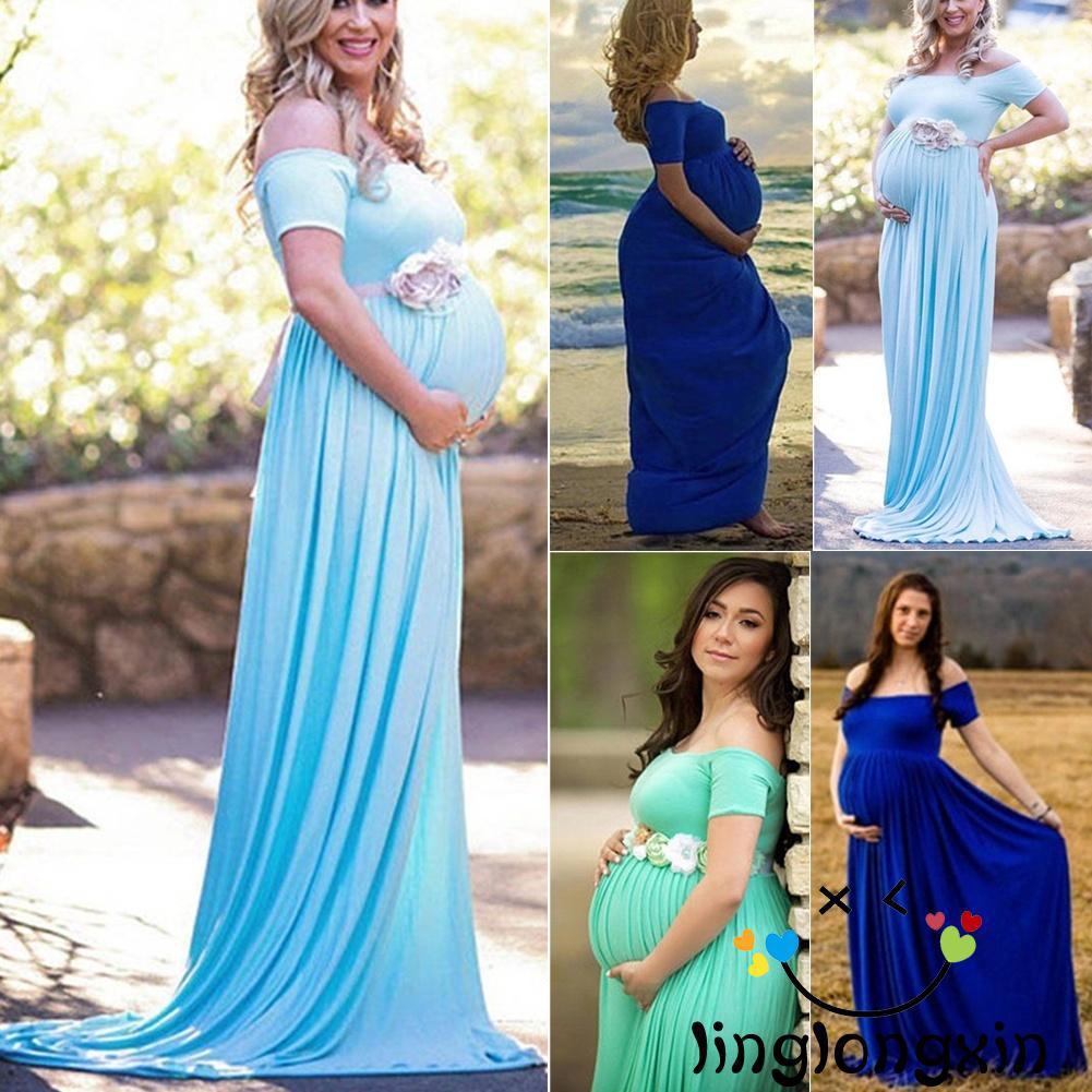 Xxl mujeres embarazadas Sexy Maxi vestido largo vestido de maternidad vestido de fotografía Props