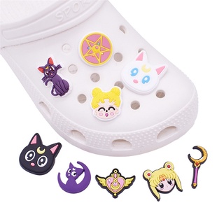 Crocs Jibbitz Sailor Moon Zapato Hebilla Nuevo Agujero Lindo PVC Suave Goma Pequeña Estrella Serie Jardín Decoraciones Zapatos Accesorios