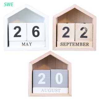 swe vintage de madera perpetua calendario mes fecha pantalla de bloqueo eterno fotografía props accesorio de escritorio dulce hogar decoración de oficina