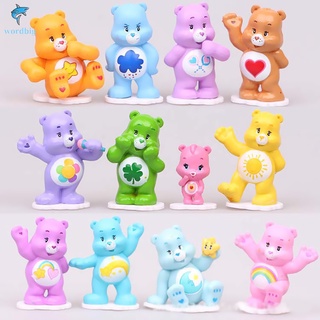 12 piezas colorido animal oso personaje juguete plástico miniatura juguete conjunto de tartas decoraciones coche adornos (1)