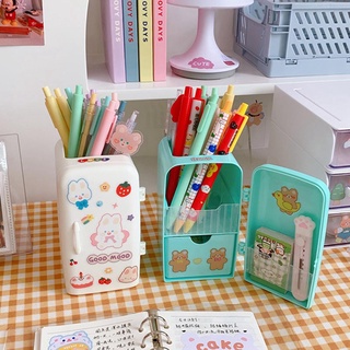 Kawaii refrigerador pluma titular de escritorio maquillaje lápiz bolígrafos caja de almacenamiento creativo papelería escolar (4)