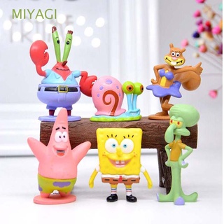 MIYAGI 6pcs/set Figure Toys Cute SpongeBob Action Figurine Collection Model Statue Kids Toys Crab boss PVC Anime Model Model Toys