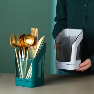 multifuncional cuchara tenedor palillo de almacenamiento titular de la caja de doble capa cubiertos estante de drenaje organizador estantes para cocina