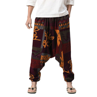 Pantalones Harem De lino y algodón Estilo Boho baybeey para hombre/pantalones retro Cigana