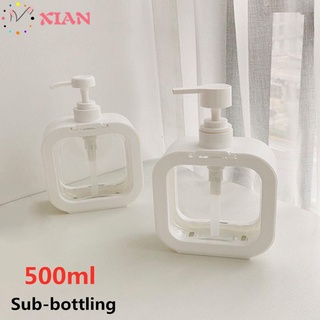 Xianstore 500ml Simple Sub-botella Ins estilo botella de viaje prensa botella loción contenedor transparente desinfectante de manos Gel de ducha de gran capacidad