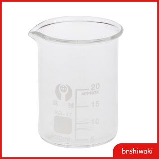 [BRSHIWAKI] Vaso de vidrio de forma baja de 20 ml, borosilicato, medición de laboratorio, cristalería (1)