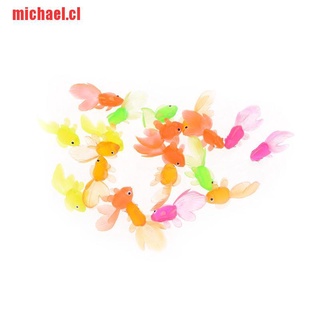[michael] 20 piezas de simulación de plástico pequeños peces de oro de goma suave (1)
