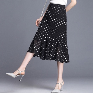 Falda de sirena falda verano mujer media longitud floral cintura alta gasa falda de una línea falda larga (6)