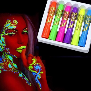 Halloween Glow In The Dark Face Black Light Pintura Uv Neon Cara Y Cuerpo Crayon Kit Fluorescente Maquillaje Marcador