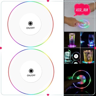 [assi_ruii] Portavasos redondos LED coloridos para copas, alfombrilla de lugar para bebidas, 7 colores cambiantes, luz de botella, luces atmosféricas