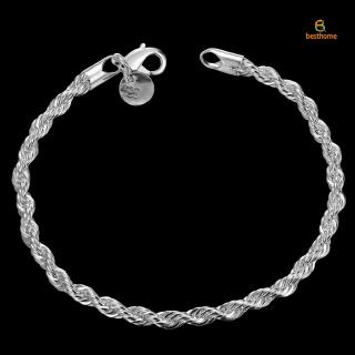 Bh nueva pulsera de diseño de cuerda trenzada de plata esterlina 925 para hombre/mujer Unisex (1)