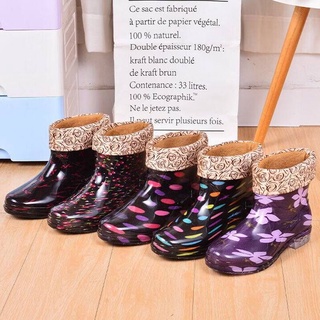 🍀🍀🍀Ventas calientes🍀🍀🍀Botas de lluvia botas de lluvia de tubo corto de moda antideslizante impermeable zapatos botas de agua de las mujeres de la cocina adulto coreano zapatos de goma lindo overshoes verano