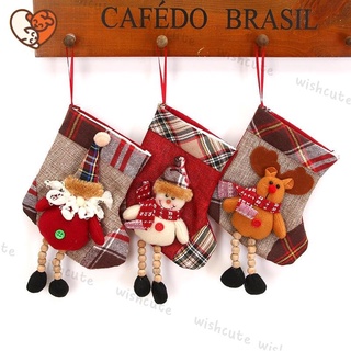 1pc bolsas de regalo de navidad medias santa oso alce muñeco de nieve calcetines árbol de navidad colgante adorno