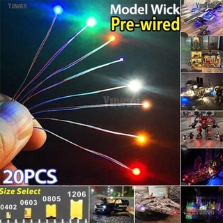 <yuwan> 20pcs pre-soldered micro smd led precableado luz diodo 0402# 0603# 0805# 1206#