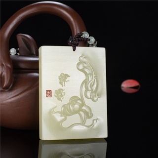 Xinjiang Hetian Jade suet blanco Jade lotus colgante marca Jade boda colgante