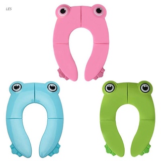 LES Frog Shape Non Slip Foldable Potty Seat Easy to Clean Training Toilet Seat Cover Pads for Baby and Kids (1)