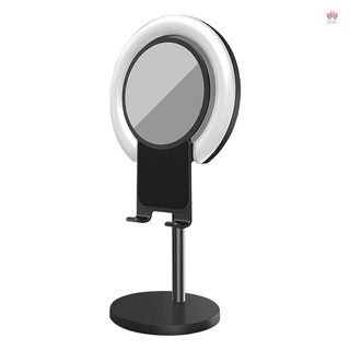 TM/LED Anillo De Luz De Escritorio De Maquillaje De Iluminación Con Soporte De Espejo Grande Y Teléfono Móvil Titular De La Belleza Suave Efecto Llamada Para Selfie Video Disparo En Vivo Transmisión Negro
