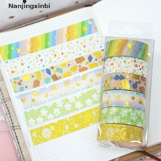 [Nanjingxinbi] 6pcs Gold Foil Washi Tape Rainbow Masking Tape Scrapbooking Diary Stationery [HOT] (6)