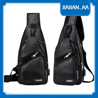 [jiajian_aa] Sling mochila de los hombres pequeña bolsa de pecho bolsa de hombro Crossbody bolsa de hombro bolsa de deporte bolsa con puerto de carga USB viaje