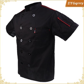 unisex chef abrigo de manga corta chefwear cocina restaurante camarero uniforme