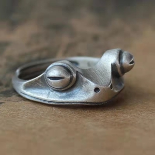 Bohemio Vintage anillo de rana para las mujeres diseño artístico Retro apertura redimensionable Unisex hembra declaración anillos Color plata regalo