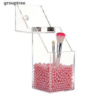 grouptree pearl transparente acrílico cosmético organizador de maquillaje cepillo contenedor caja de almacenamiento titular cl