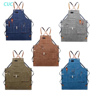 CUC Woodworking Shop Aprons for Men Women Canvas Work Apron with Pockets Adjustable