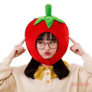 adgaio adulto niños encantador tomate forma sombrero de felpa divertido fruta peluche juguetes tocado cálido earflap gorra rendimiento cosplay fiesta foto props