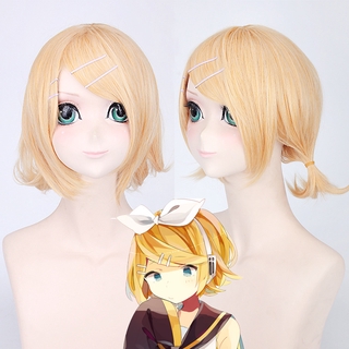 peluca de cosplay hermana kagamine junta larga gemini lin edición larga dorada