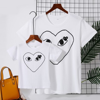 Jugar CDG pareja camisetas línea amor corazón familia conjunto camisas niños camisas de algodón camisetas de moda más el tamaño de la familia de coincidencia de trajes de desgaste de la familia camisa AP18