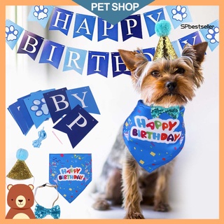 nk 3/4 piezas perro mascota cumpleaños corona sombrero triángulo babero saliva juego de toallas decoración de fiesta