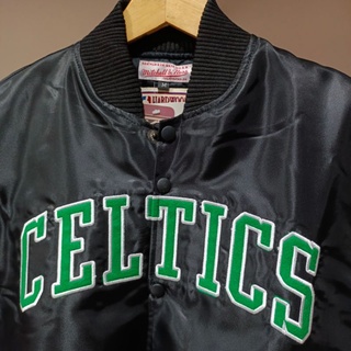 Varsity Bomber chaqueta Mitchell & Ness Celtics negro Premium calidad bordado Logo (3)