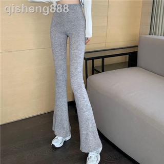 ❈High-waist slim-fit knit pants women s summer new style Korean version of all-match casual wear flared pants drape wide-leg trousers trend