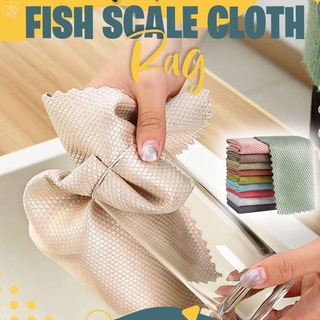 5/10pcs patrón de onda de pescado escala de trapo de tela 30x40cm agua absorbente de vidrio de cocina paño de limpieza toallitas para ventana de mesa (1)