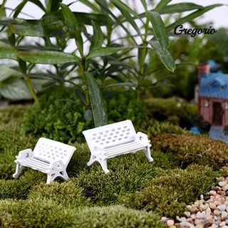 Grego 2 piezas Mini banco de asiento de parque/adorno de jardín/artesanía miniatura/decoración de casa de muñecas